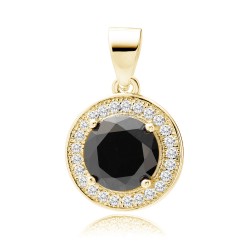 Pandantiv argint placat cu aur galben cu piatra neagra DiAmanti Z1072CG_B-DIA (Argint 925‰ 1,9 g.)
